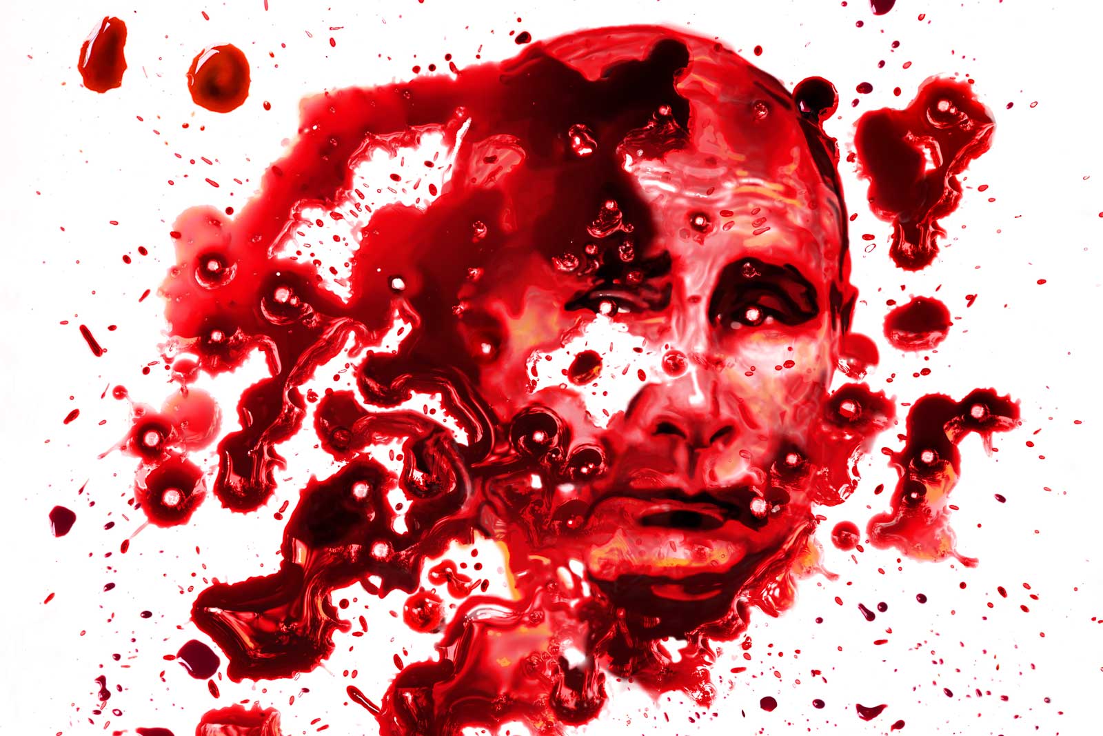 Digital erstelltes Blut-Porträt des russischen Präsidenten Putin.