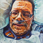 Portrait of my twin brother Uwe when he woke up after a 10-day coma. This painting  is my submission for the 2012 Portrait award of the National Portrait Gallery