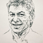 Portrait drawing of Helmut in charcoal on white paper; Portraetzeichnung von Helmut  in Kohle auf weißem Papier