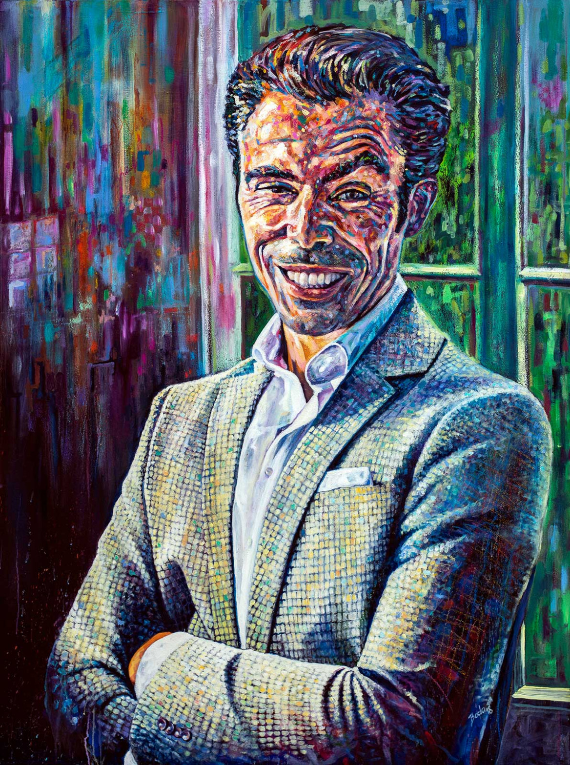 Portrait of man dressed in a jacket painted in oil on canvas; Porträt eines Mannes im Jackett gemalt in Oel auf Leinwand