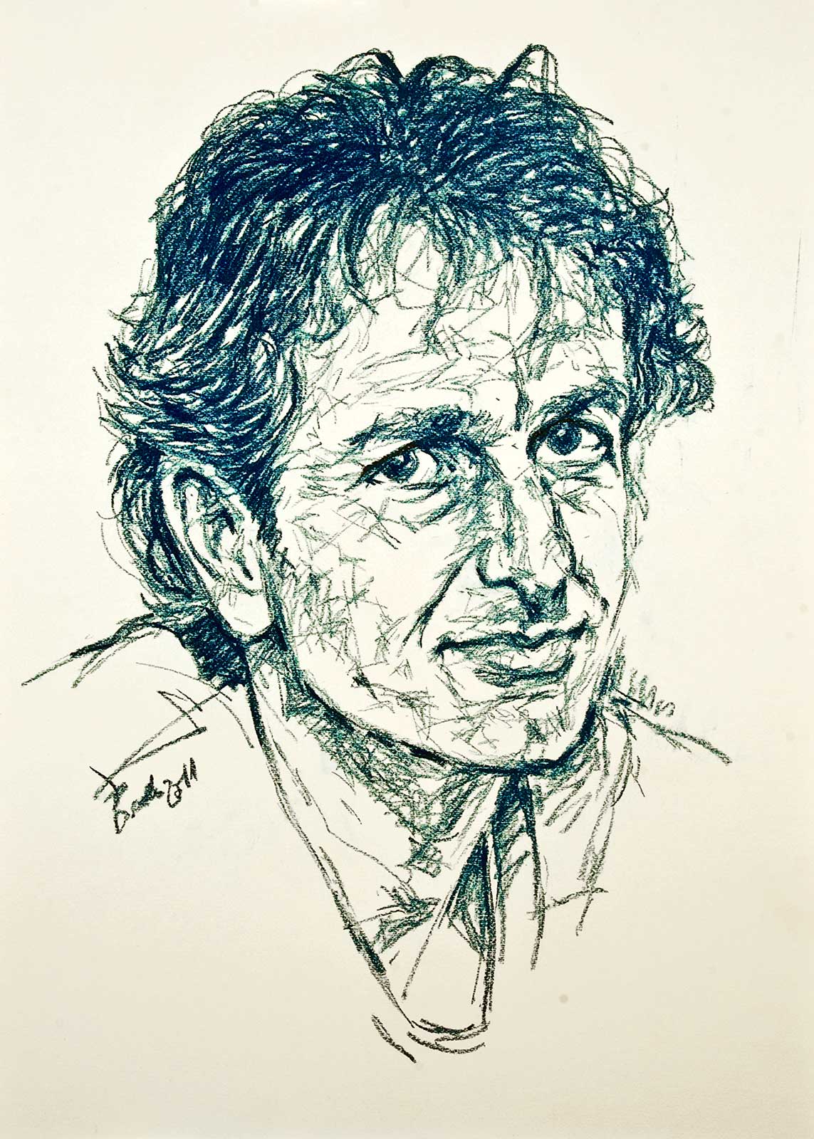 Portrait drawing of Werner in pastels on white paper; Porträtzeichnung von Werner  in Pastell auf weißem Papier